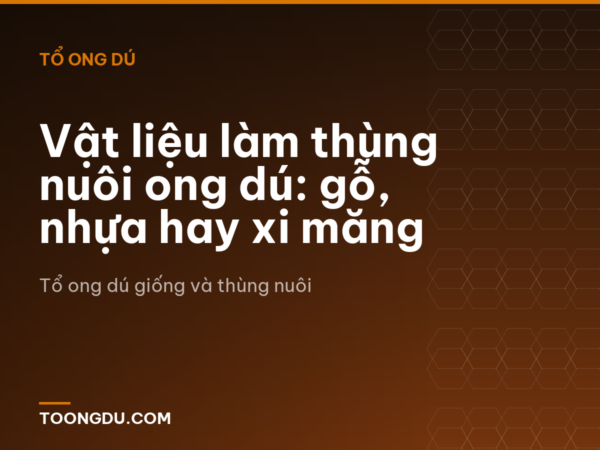 Vật liệu làm thùng nuôi ong dú: gỗ, nhựa hay xi măng