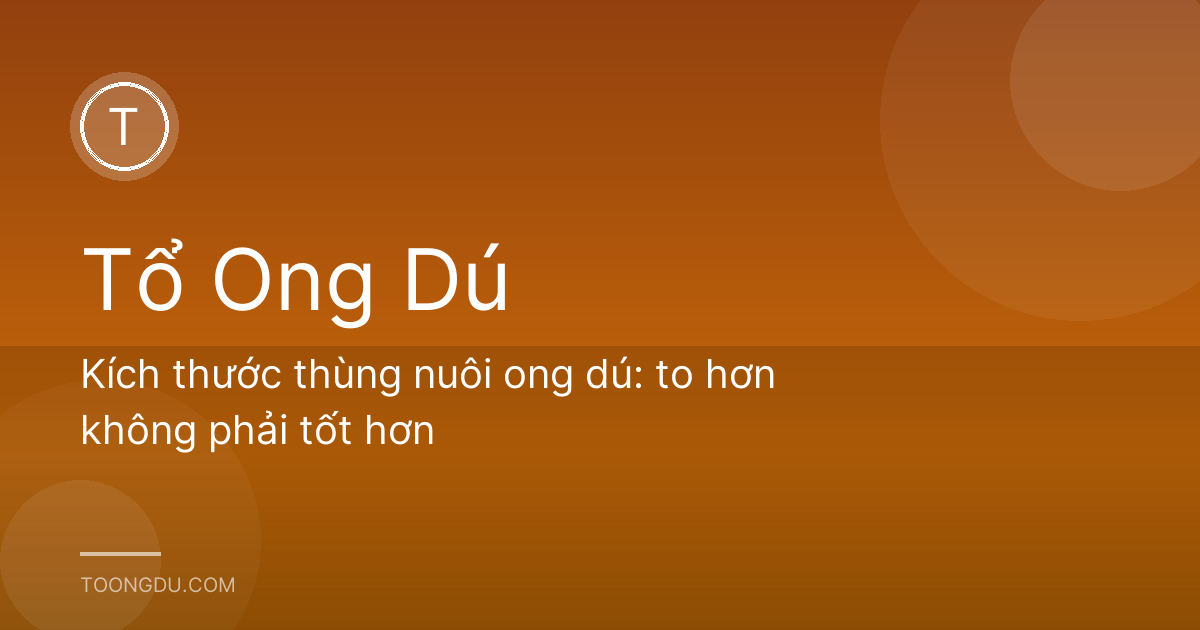 Kích thước thùng nuôi ong dú: to hơn không phải tốt hơn