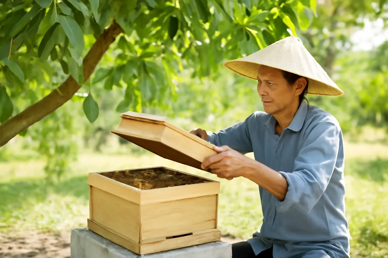 Ngăn mật rời trên tổ ong dú: thiết kế cho dễ thu